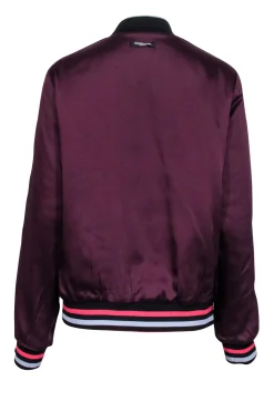 Scotch & Soda - Purple & Printed Satin Reversible Bomber Jacket Sz L
