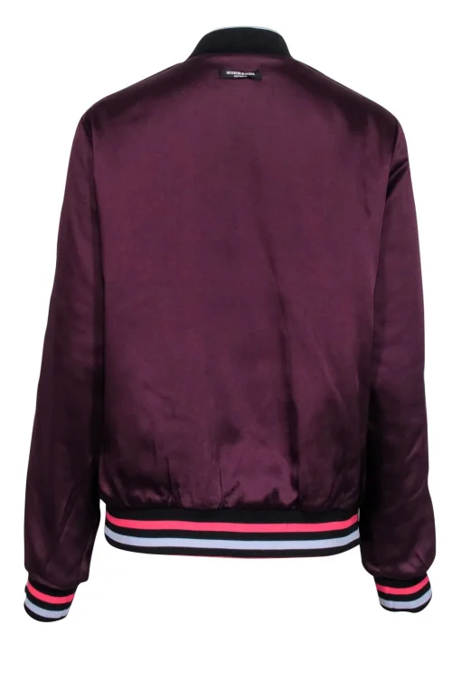 Scotch & Soda - Purple & Printed Satin Reversible Bomber Jacket Sz L