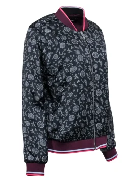 Scotch & Soda - Purple & Printed Satin Reversible Bomber Jacket Sz L