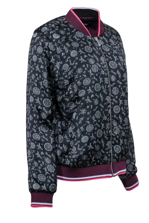Scotch & Soda - Purple & Printed Satin Reversible Bomber Jacket Sz L