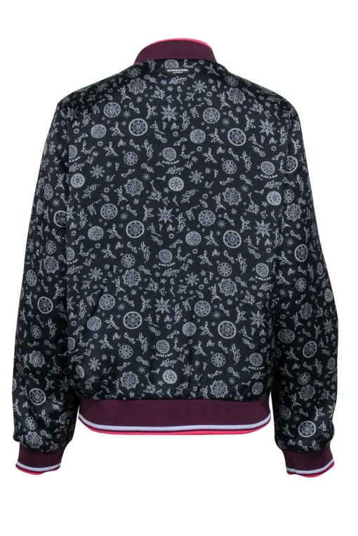 Scotch & Soda - Purple & Printed Satin Reversible Bomber Jacket Sz L