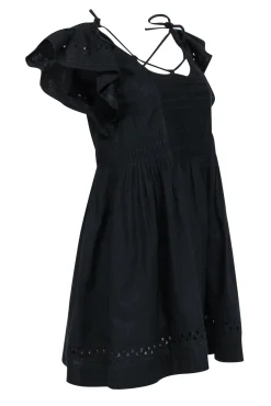 Sea NY - Black Embroidered Flutter Sleeve Mini Dress Sz XS