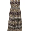 Sea NY - Brown Floral Print Tiered Maxi Dress Sz 4