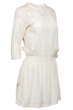 Sea NY - Cream Embroider Lace Crop Sleeve Drop Waist Dress Sz 4