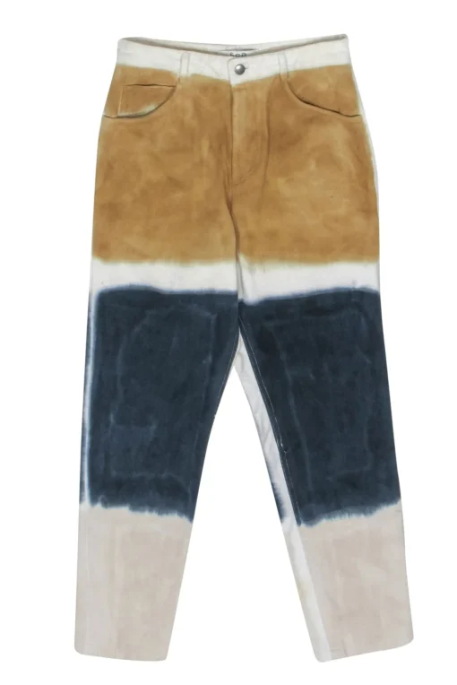 Sea NY - Tan, White & Blue Tie-Dye Straight Leg Jeans Sz 6