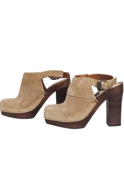 See by Chloe - Beige Suede Platform Clog Pumps Sz 7
