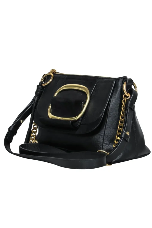 See by Chloe - Black Leather & Suede Crossbody w/ Chain Handle