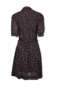 See by Chloe - Black w/ Red Cherry & Strawberry Print Smocked Bodice Dress Sz 6