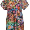 See by Chloe - Bright Multicolor Floral Silk Satin Shift Dress Sz 8