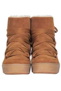 See by Chloe - Brown Suede Shearling-Lined Moccasin Lace-Up-Style Boots Sz 9