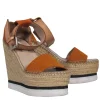 See by Chloe - Burnt Orange Suede Woven Platform Espadrilles Sz 6