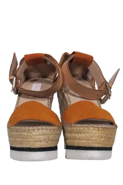 See by Chloe - Burnt Orange Suede Woven Platform Espadrilles Sz 6