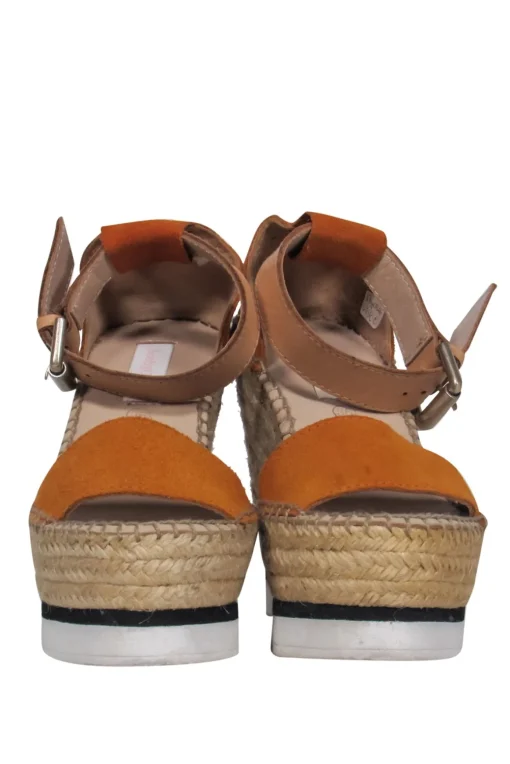 See by Chloe - Burnt Orange Suede Woven Platform Espadrilles Sz 6