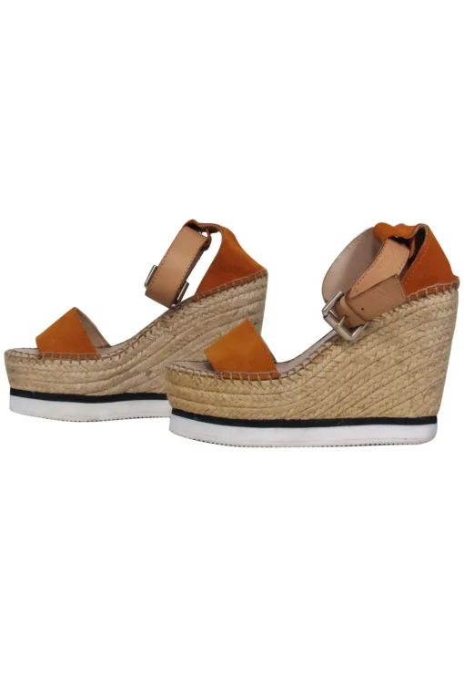 See by Chloe - Burnt Orange Suede Woven Platform Espadrilles Sz 6