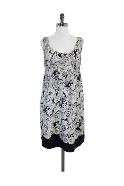 See by Chloe - Gray & Black Print Silk Dress Sz 8