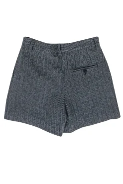 See by Chloe - Grey & Black Herringbone Wool Blend Shorts Sz 4