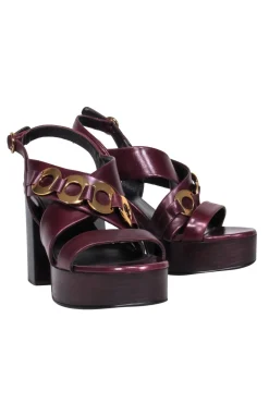 See by Chloe - Maroon Platform Heel w/ Gold Chain Sz 7.5