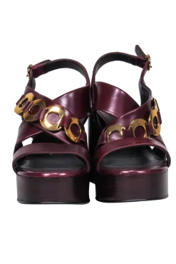 See by Chloe - Maroon Platform Heel w/ Gold Chain Sz 7.5