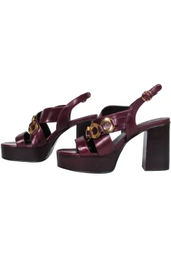 See by Chloe - Maroon Platform Heel w/ Gold Chain Sz 7.5