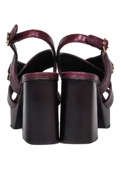 See by Chloe - Maroon Platform Heel w/ Gold Chain Sz 7.5