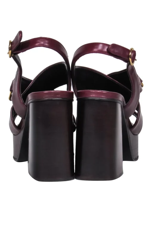 See by Chloe - Maroon Platform Heel w/ Gold Chain Sz 7.5