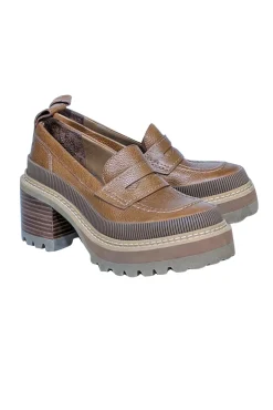 See by Chloe - Tan Leather Platform Loafers Sz 5