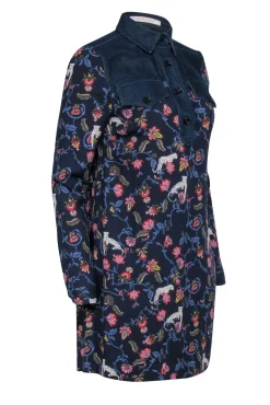 See by Chloe - Western Style Denim Dress w/ Mixed Print Pattern Sz L