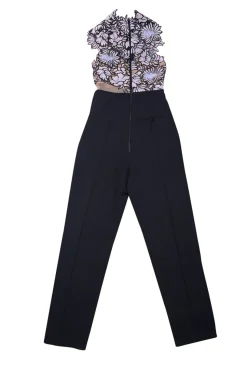 Self-Portrait - Black, Pink, & Lavender Eyelet Lace Bodice Jumpsuit Sz 0