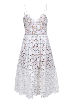 Self-Portrait - White Eyelet Lace Sleeveless Dress Sz 8