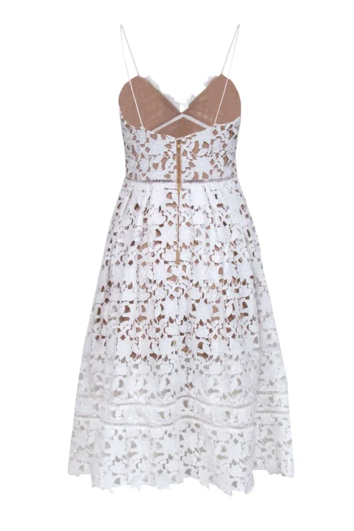 Self-Portrait - White Eyelet Lace Sleeveless Dress Sz 8