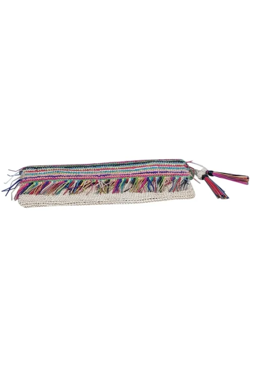 Sensi Studio - Beige & Multi Color Raffia Clutch