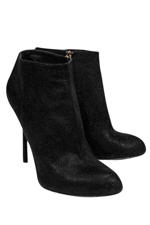 Sergio Rossi - Black Textured Stiletto Ankle Booties Sz 9.5