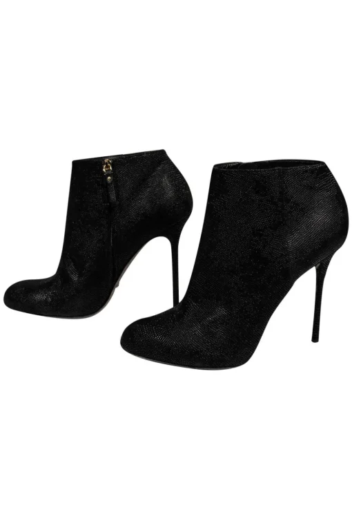 Sergio Rossi - Black Textured Stiletto Ankle Booties Sz 9.5