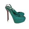 Sergio Rossi - Green Strappy Canvas Heels Sz 9.5