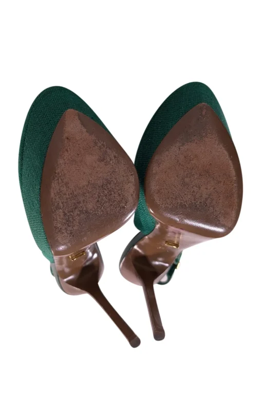 Sergio Rossi - Green Strappy Canvas Heels Sz 9.5