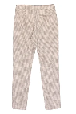 Sezane - Beige & Cream Houndstooth Print Skinny "Clara" Trousers Sz 6