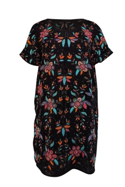 Sezane - Black Velvet w/ Pink, Orange, & Green Beaded Detail "Ema" Dress Sz 10