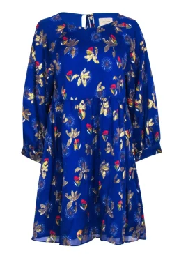 Sezane - Royal Blue w/ Gold & Multi Color Floral Print Sz 8