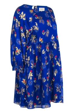 Sezane - Royal Blue w/ Gold & Multi Color Floral Print Sz 8