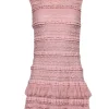 SHO by Tadashi Shoji - Pink Sleeveless Ruffle Layered Lace Mini Dress Sz S