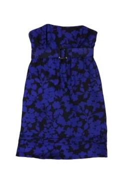 Shoshanna - Black & Blue Floral Silk Strapless Dress Sz 4