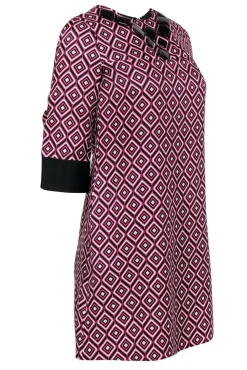 Shoshanna - Black & Pink Diamond Shift Dress w/ Beading Sz 2