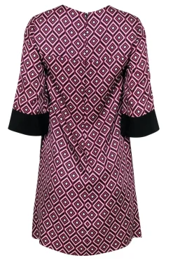 Shoshanna - Black & Pink Diamond Shift Dress w/ Beading Sz 2