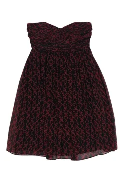 Shoshanna - Black & Red Strapless Dress Sz 0