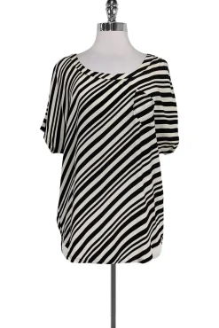 Shoshanna - Black & White Striped Blouse Sz 4