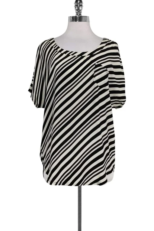 Shoshanna - Black & White Striped Blouse Sz 4