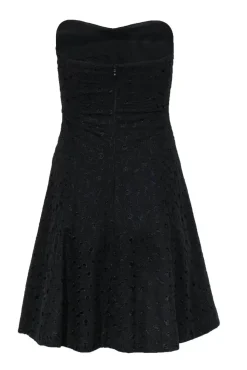 Shoshanna - Black Floral Eyelet Strapless Fit & Flare Dress Sz 2