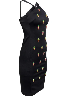 Shoshanna - Black Midi Dress w/ Multicolored Embellishments Sz 0