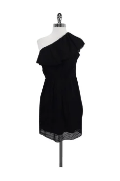Shoshanna - Black One Shoulder Ruffle Dress Sz 2