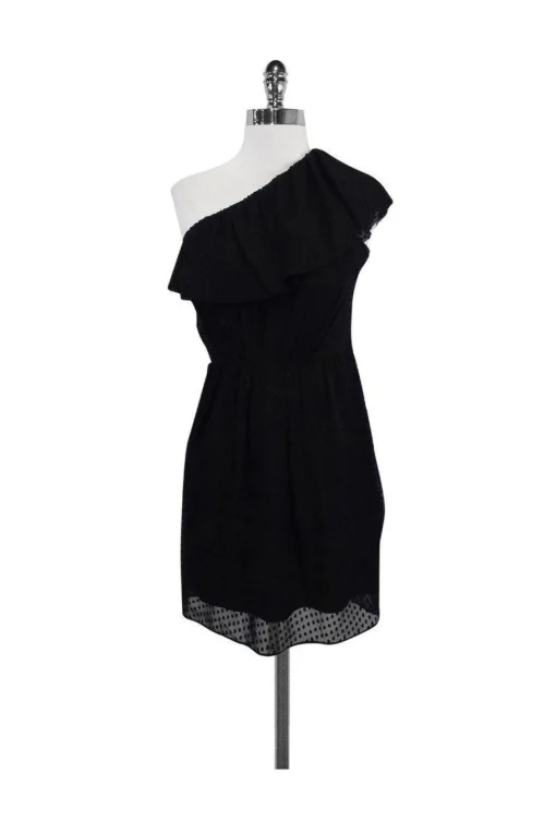 Shoshanna - Black One Shoulder Ruffle Dress Sz 2